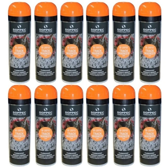 Farba geodezyjna do znakowania spray pomarańczowa 12 sztuk SOPPEC Track Marker