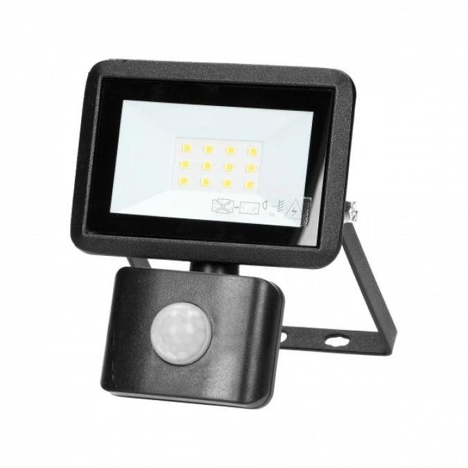 FARO S LED naświetlacz z PIR 10W, 800lm, IP44, 4000K, aluminium + szkło,AD‑NL‑6252BLR4