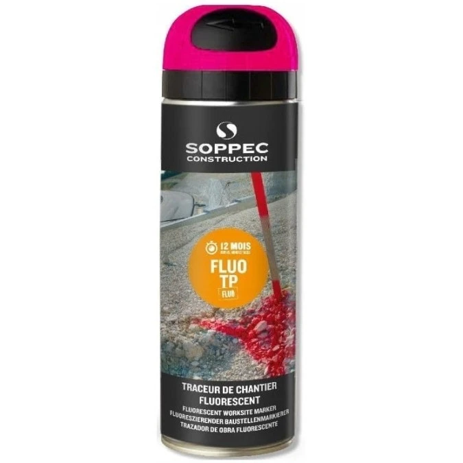 Farba geodezyjna do znakowania spray różowa SOPPEC Fluo T.P.