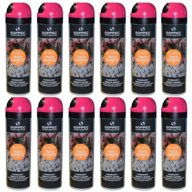 Farba geodezyjna do znakowania spray różowa 12 sztuk SOPPEC Track Marker
