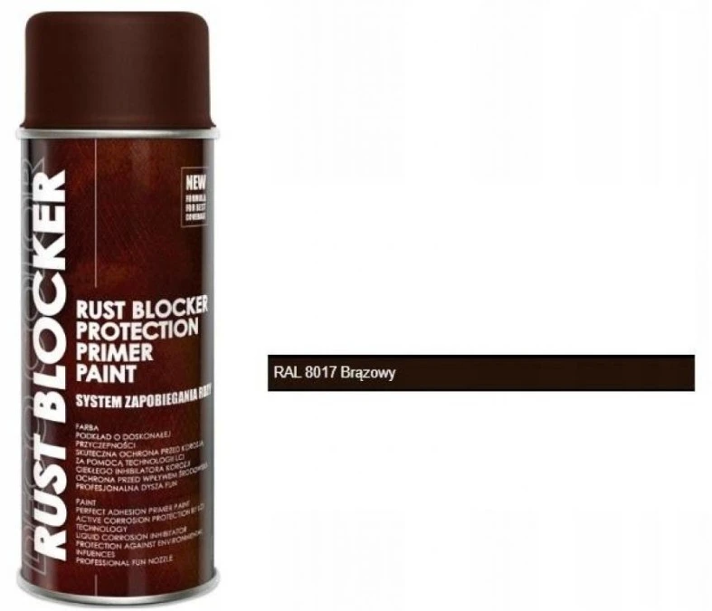 Farba do metalu na rdze brązowa RAL 8017 RUST BLOCKER BRĄZ