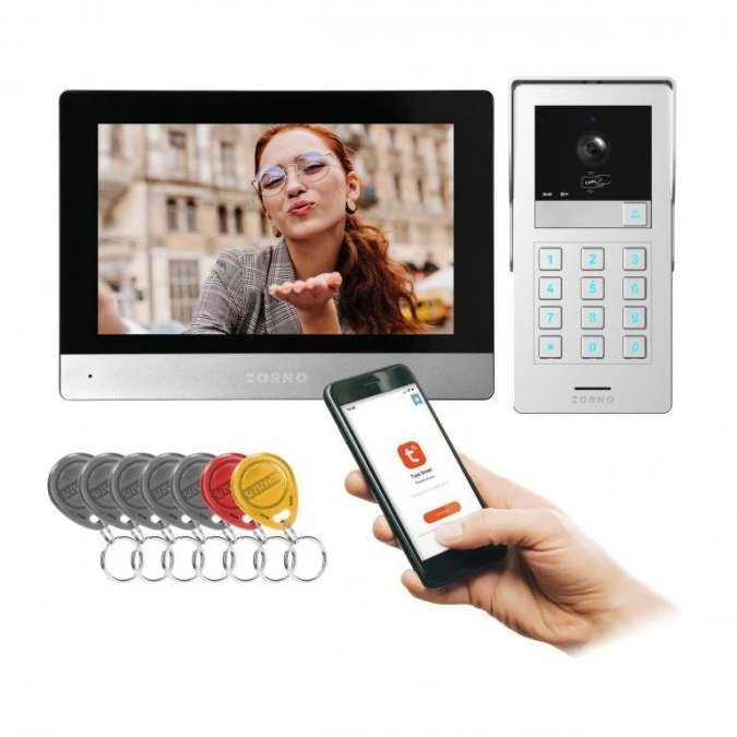 GAYD, zestaw wideodomofonowy jednorodzinny, 2‑żyłowy, 8, Wi‑Fi, ekran dotykowy, 2MP Full HD, RFID, szyfrator,OR‑VID‑MA‑1080/B