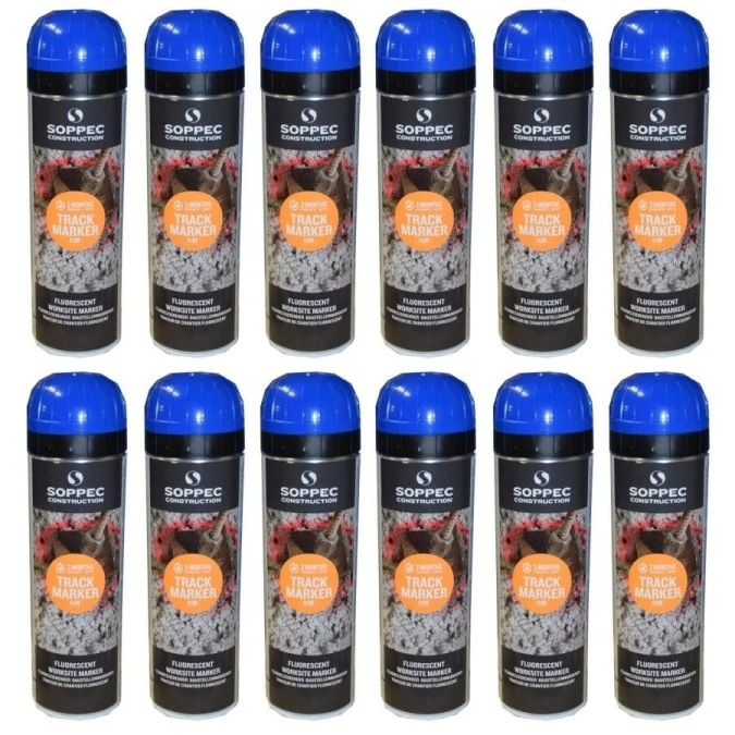 Farba geodezyjna do znakowania spray niebieska 12 sztuk SOPPEC Track Marker