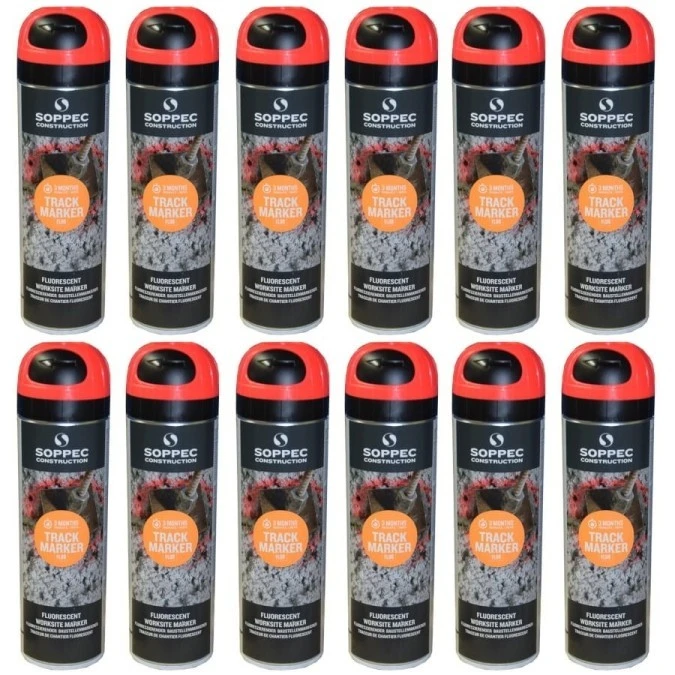Farba geodezyjna do znakowania spray czerwona 12 sztuk SOPPEC Track Marker