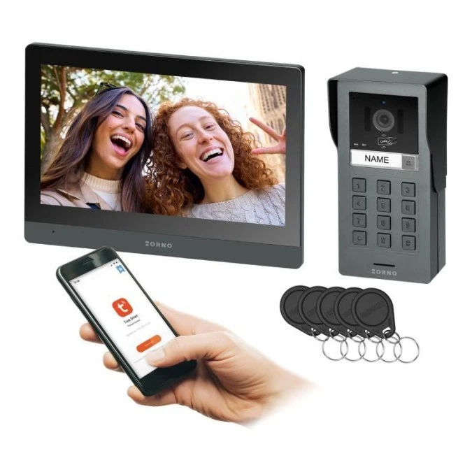 GADI, zestaw wideodomofonowy jednorodzinny, 2‑żyłowy, 10, Wi‑Fi, ekran dotykowy, Full HD, RFID, szyfrator,OR‑VID‑MA‑1085/B