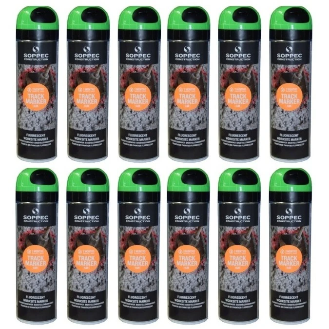 Farba geodezyjna do znakowania spray zielona 12 sztuk SOPPEC Track Marker