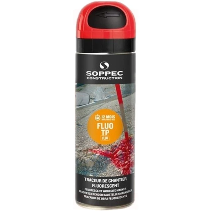 Farba geodezyjna do znakowania spray czerwona SOPPEC Fluo T.P.