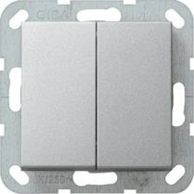 Gira Wyłącznik podwójny schodowy Gira System 55 aluminium