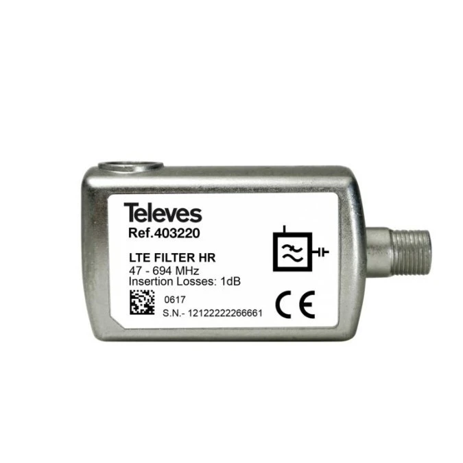 Filtr LTE/5G HR (High Rejection) 47…694MHz (K.48), Złącze F 403220