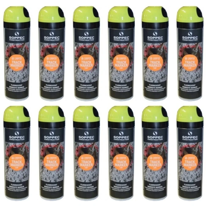Farba geodezyjna do znakowania spray żółta 12 sztuk SOPPEC Track Marker