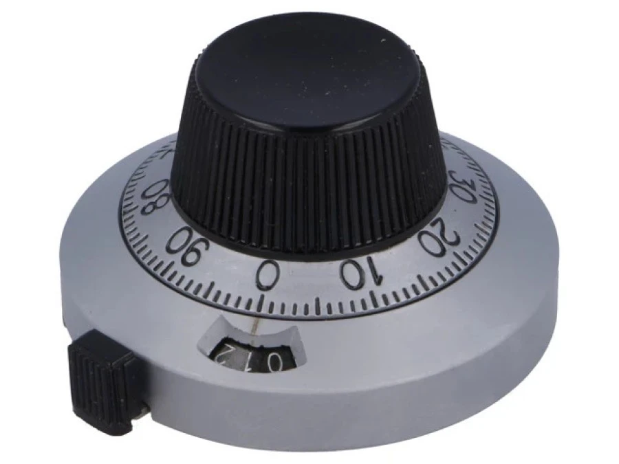Gałka precyzyjna z licznikiem, Śr.osi: 6,35mm, Ø46×25,4mm 21A11B10