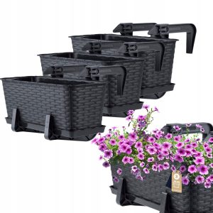 Kadax 3x Skrzynka Balkonowa 40cm Uchwyty Antracyt 108479 Kadax 3x Skrzynka Balkonowa 40cm Uchwyty Antracyt 108479