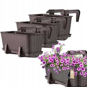 Kadax 3x Skrzynka Balkonowa 40cm Uchwyty Brązowa 108373 Kadax 3x Skrzynka Balkonowa 40cm Uchwyty Brązowa 108373