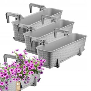 Kadax 3x Skrzynka Balkonowa 60cm + Uchwyty Szara 108436 Kadax 3x Skrzynka Balkonowa 60cm + Uchwyty Szara 108436