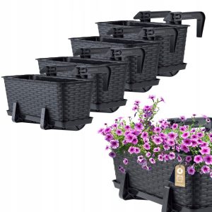 Kadax 4x Skrzynka Balkonowa 40cm Uchwyty Antracyt 112347 Kadax 4x Skrzynka Balkonowa 40cm Uchwyty Antracyt 112347
