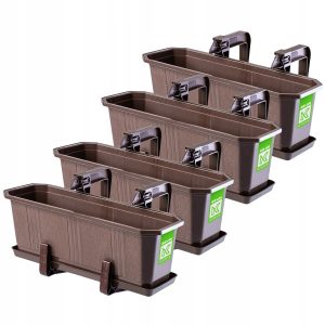 Kadax 4x Skrzynka Balkonowa 40cm Uchwyty Brązowa 110315 Kadax 4x Skrzynka Balkonowa 40cm Uchwyty Brązowa 110315