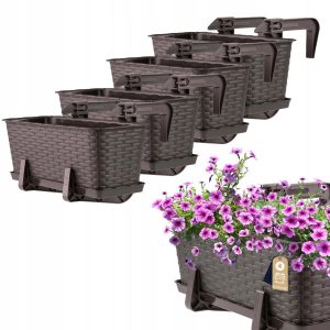Kadax 4x Skrzynka Balkonowa 40cm Uchwyty Brązowa 108490 Kadax 4x Skrzynka Balkonowa 40cm Uchwyty Brązowa 108490