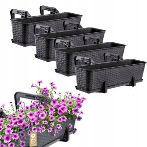 Kadax 4x Skrzynka Balkonowa 60cm Uchwyty Antracyt 108504 Kadax 4x Skrzynka Balkonowa 60cm Uchwyty Antracyt 108504
