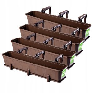 Kadax 4x Skrzynka Balkonowa 80cm Uchwyty Brązowa 110327 Kadax 4x Skrzynka Balkonowa 80cm Uchwyty Brązowa 110327