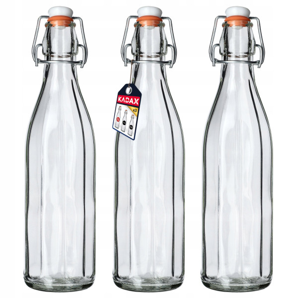 KADAX Butelka z korkiem mechanicznym 1000 ml, 3 szt. 181796
