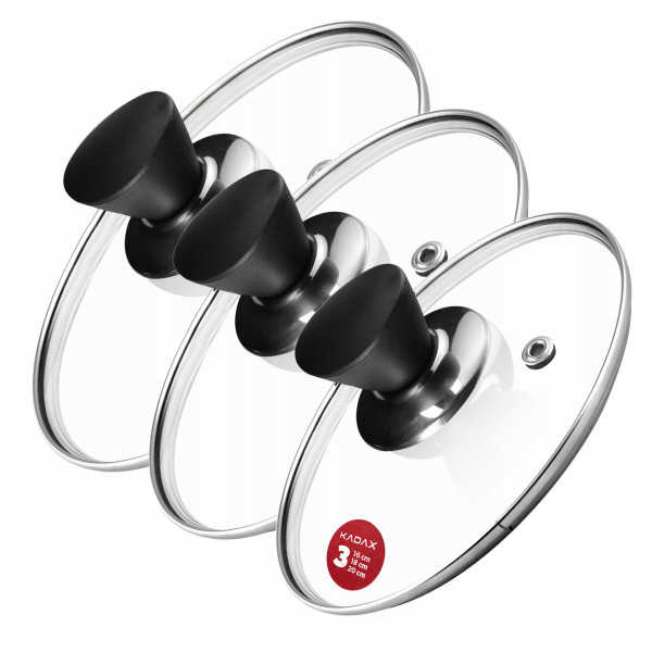 Kadax Pokrywka Szklana Zestaw Pokrywek 16/18/20cm 110664