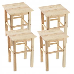 Kadax Taboret Drewniany Stołek Krzesło 44cm 4szt 112960 Kadax Taboret Drewniany Stołek Krzesło 44cm 4szt 112960
