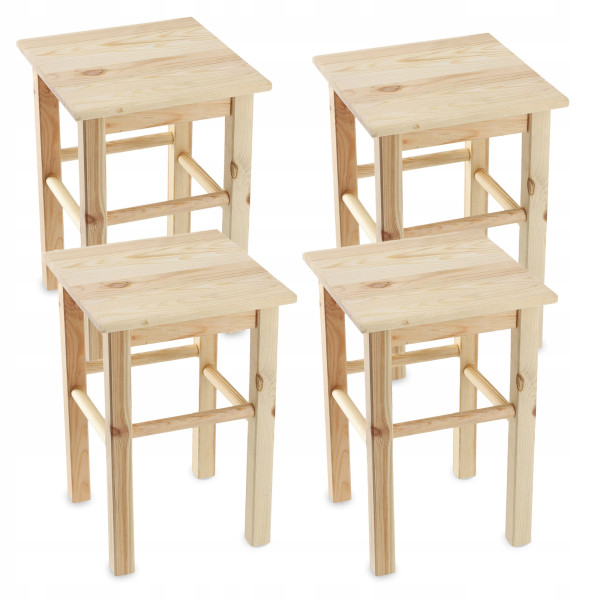 Kadax Taboret Drewniany Stołek Krzesło 44cm 4szt 112960