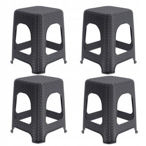 Kadax Taboret Stołek Kuchenny Rattan Antracyt 4szt 110458 Kadax Taboret Stołek Kuchenny Rattan Antracyt 4szt 110458