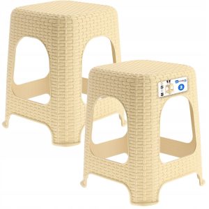 Kadax Taboret Stołek Kuchenny Rattan Beżowy 2szt 110443 Kadax Taboret Stołek Kuchenny Rattan Beżowy 2szt 110443