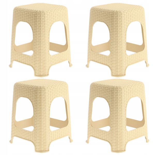 Kadax Taboret Stołek Kuchenny Rattan Beżowy 4szt 110455