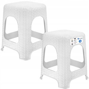 Kadax Taboret Stołek Kuchenny Rattan Biały 2szt 110449 Kadax Taboret Stołek Kuchenny Rattan Biały 2szt 110449