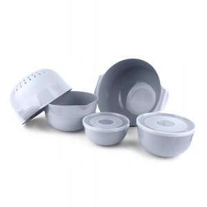 KADAX Zestaw Misek 7El + Durszlak 3L Plastikowe Szare 160631 KADAX Zestaw Misek 7El + Durszlak 3L Plastikowe Szare 160631