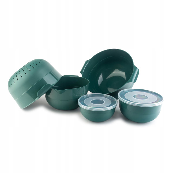 KADAX Zestaw Misek 7El + Durszlak 3L Plastikowe Zielone 160633