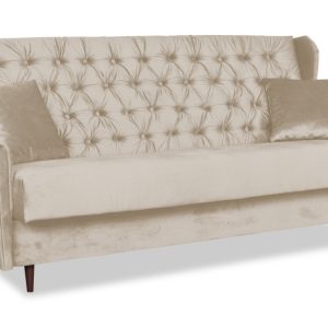 Kanapa beżowa sofa 3osobowa ROZKŁADANA uszak welurowy GAJA 315947 Kanapa beżowa sofa 3osobowa ROZKŁADANA uszak welurowy GAJA 315947