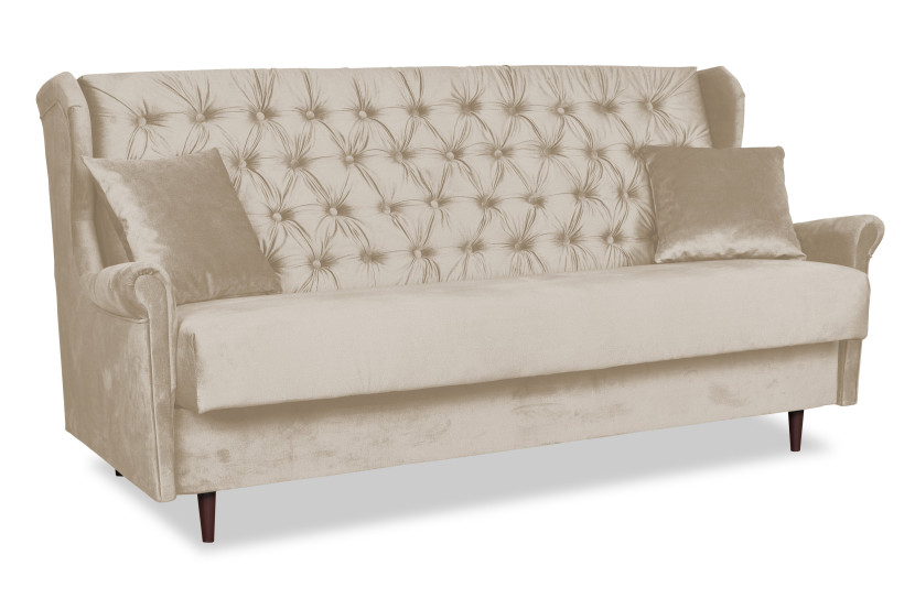 Kanapa beżowa sofa 3osobowa ROZKŁADANA uszak welurowy GAJA 315947