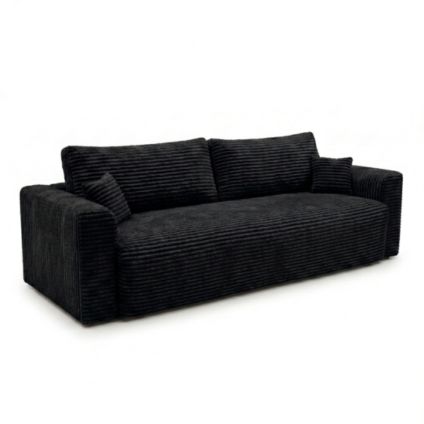 Kanapa CALIDA Sofa 3-osobowa z Funkcją Spania, Czarna, Sztruks 1084707