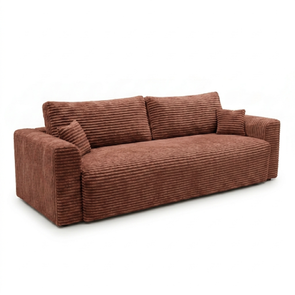 Kanapa CALIDA Sofa 3-osobowa z Funkcją Spania, Miedziana, Sztruks 1084706
