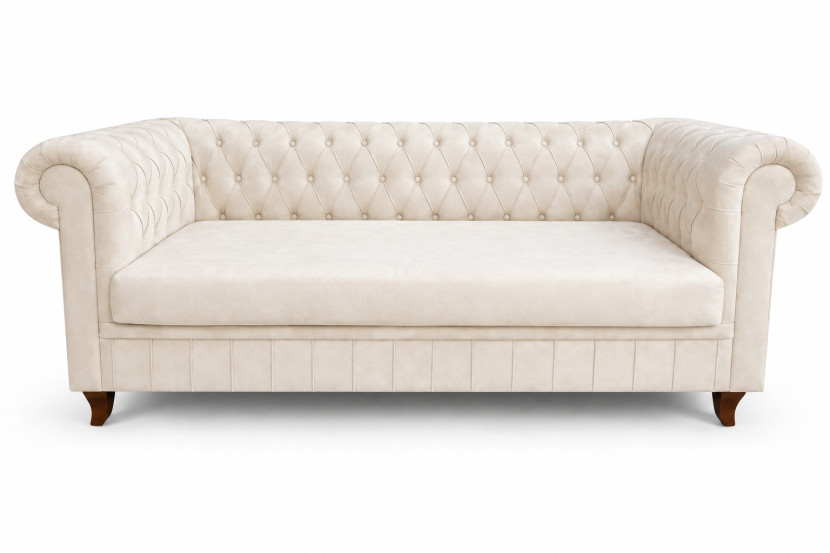 Kanapa Chesterfield Asti glamour beżowa pikowana sofa nowoczesna do salonu 961333