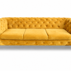 Kanapa Chesterfield Moet 3 osobowa glamour pikowana miodowa sofa stylowa 959386