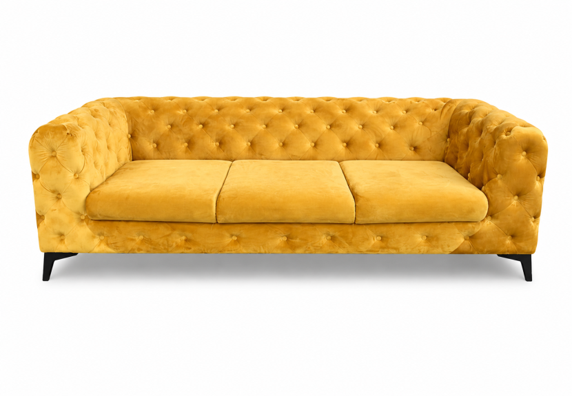 Kanapa Chesterfield Moet 3 osobowa glamour pikowana miodowa sofa stylowa 959386