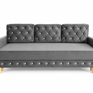 Kanapa Lux 3-os. glamour rozkładana DL, spanie, pojemnik, średnio szara 230950 Kanapa Lux 3-os. glamour rozkładana DL, spanie, pojemnik, średnio szara 230950