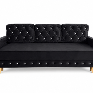 Kanapa Lux 3-osobowa glamour z funkcją spania czarna velvet pojemnik 230949 Kanapa Lux 3-osobowa glamour z funkcją spania czarna velvet pojemnik 230949
