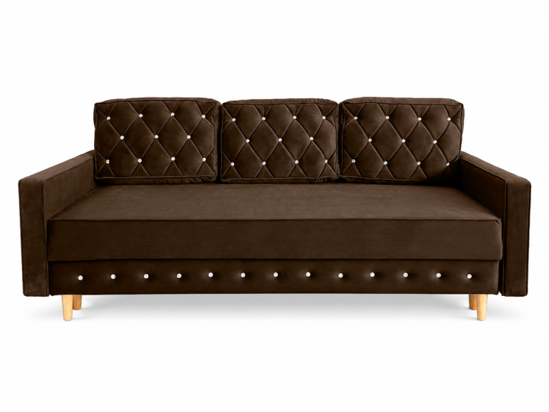 Kanapa Lux 3-osobowa glamour z funkcją spania i pojemnikiem DL brązowa 230947