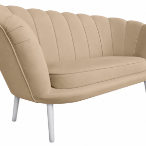 Kanapa Muszelka glamour sofa beżowa velvet 165 cm drewniane nogi 238887 Kanapa Muszelka glamour sofa beżowa velvet 165 cm drewniane nogi 238887