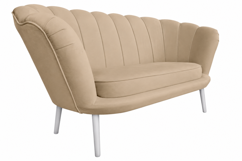 Kanapa Muszelka glamour sofa beżowa velvet 165 cm drewniane nogi 238887
