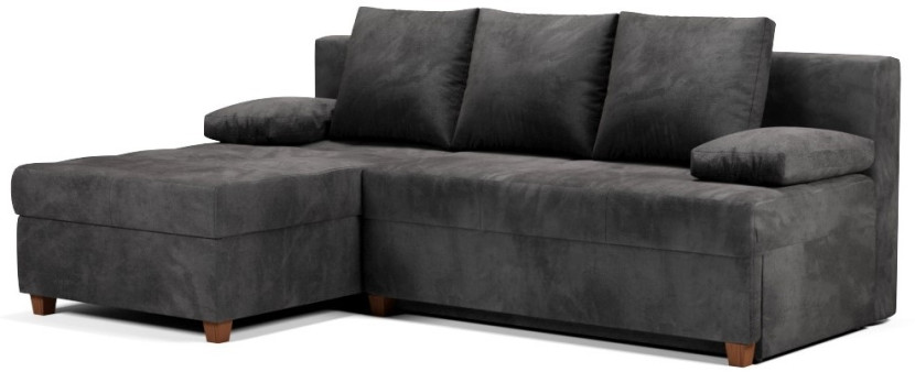 Kanapa Narożna Narożnik z Funkcją Spania + Pojemnik Mini Lux 2 Grafit Lewy 659461