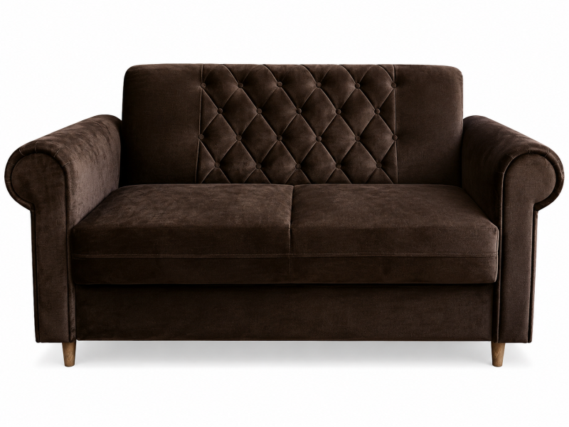 Kanapa Roma 2 osobowa glamour pikowana velvet brązowa tapicerowana 311298