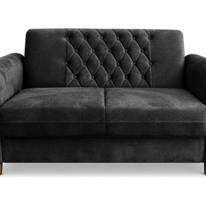 Kanapa Roma 2-osobowa glamour pikowana velvet czarna sofa tapicerowana 311296