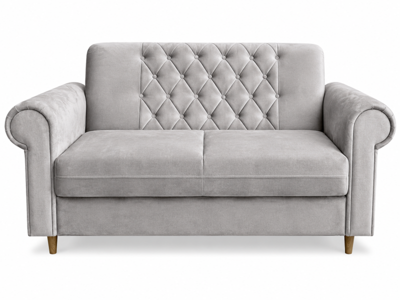 Kanapa Roma 2-osobowa glamour pikowana velvet szara sofa bez spania 311295