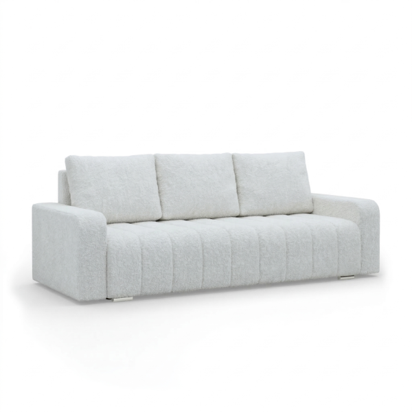 Kanapa rozkładana 1 pojemnik designerska nowoczesna Szara bouclé 542855